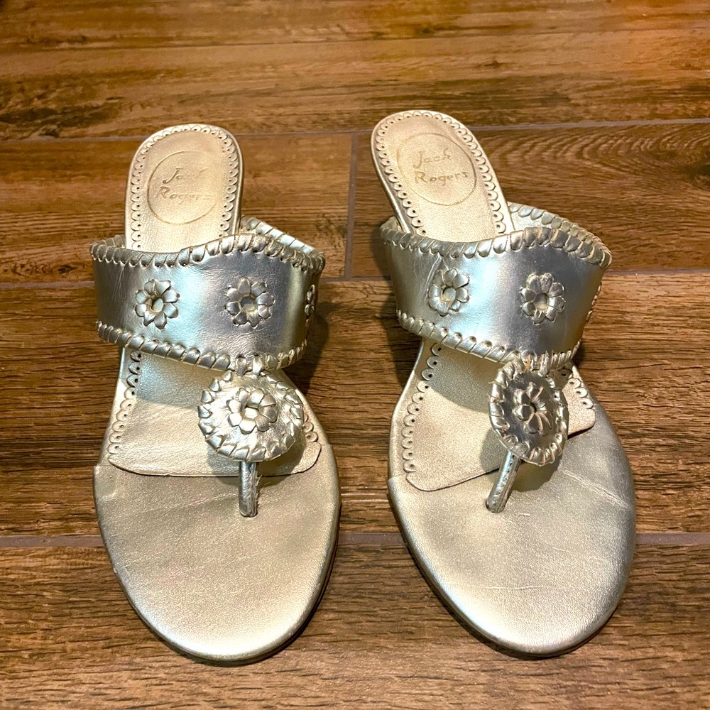 Platinum kitten heel Jack Roger Sandals
